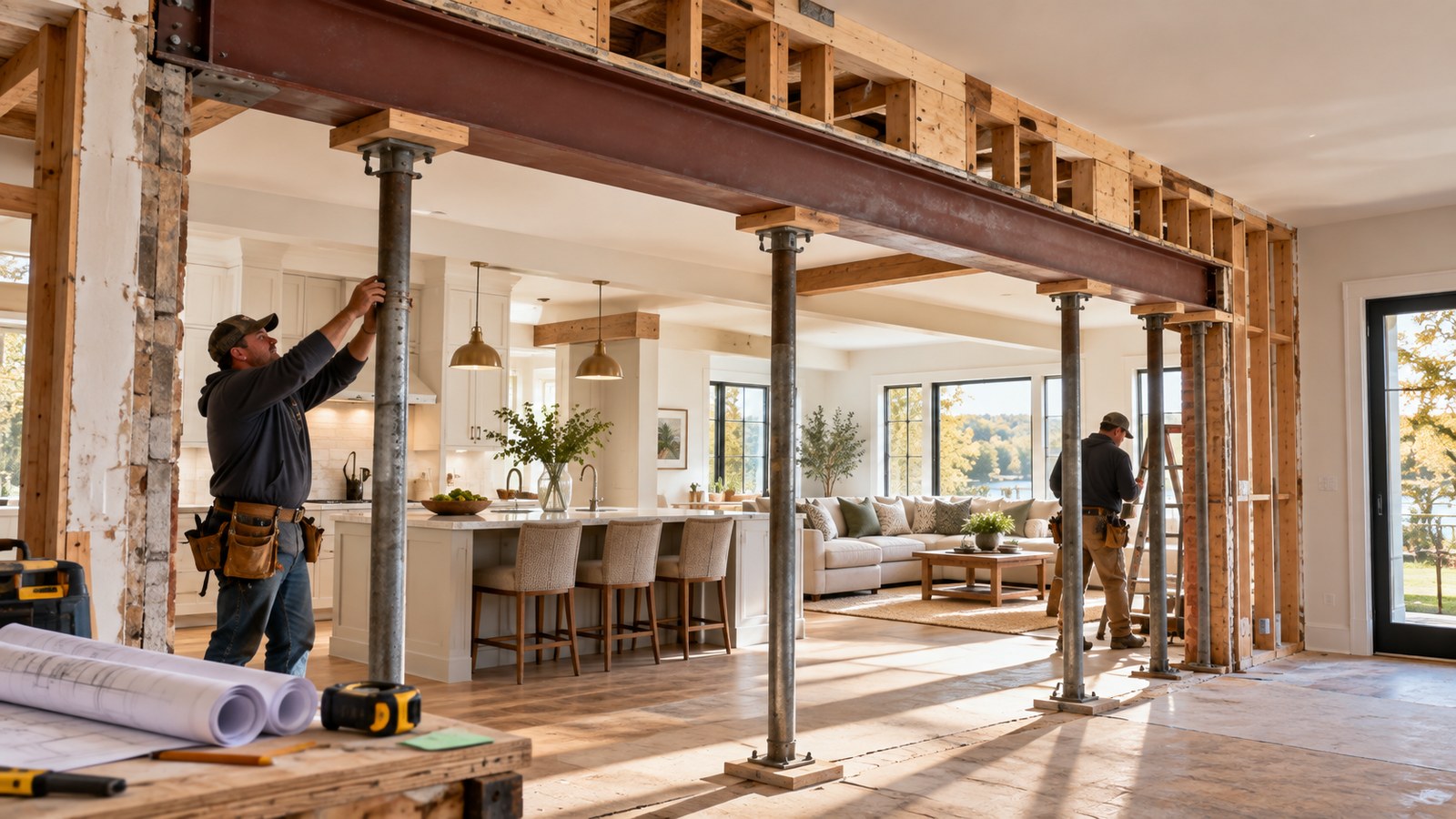 Load-Bearing Wall Removal: Sizing Structural Steel & Wood Beam Budgets