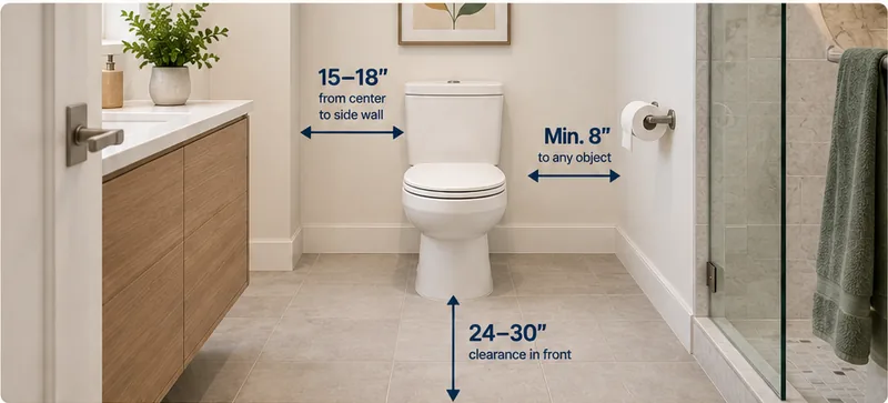 Toilet clearance and bathroom space requirement guide
